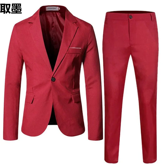 Fashionable Spring Autumn Western-style Suit For Men Casual  Popular Leisure  2-piece Set