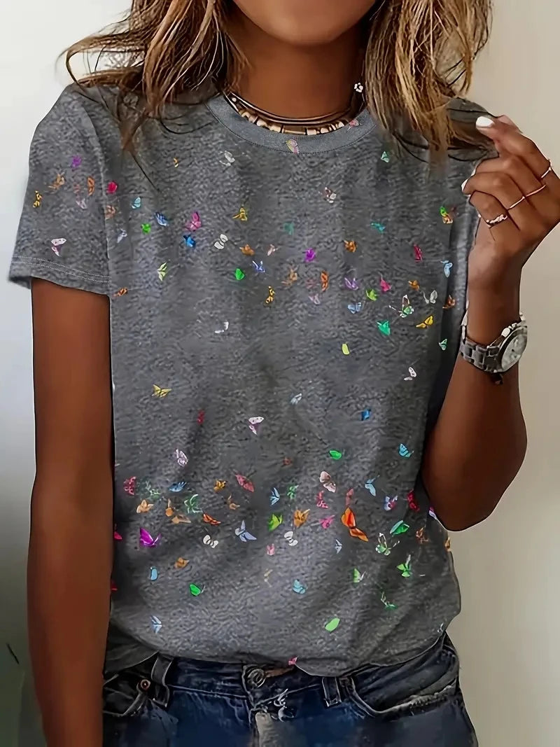 Print Tees Casual Street Tops Woman Clothing Short Sleeve Women's T-Shirt Chic