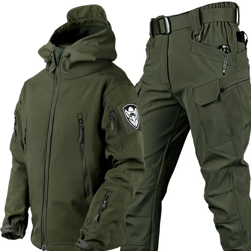 Shark Skin Soft Shell Autumn and Winter Plush Thickened Mountaineering Tactics Training Breathable Windproof Charge Suit