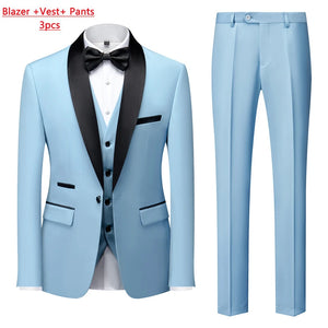 Men's Casual Business Have Smoking Suit High End Brand Boutique Fashion Blazer Vest Pants Groom Wedding Dress Party Suit