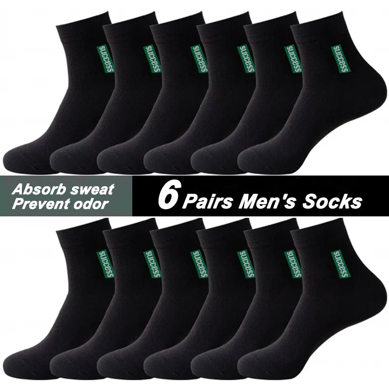 6 Pairs Bamboo Fiber Autumn Winter Men Socks Breathable Cotton Sports Sock Breathable Deodorant Business Socks