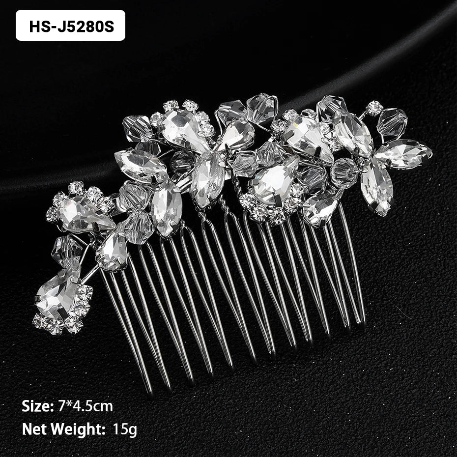 Silver Color Wedding Hair Combs Hairpins Crystal Rhinestone Bride Hair Accessories Women Bridal Hair Jewelry