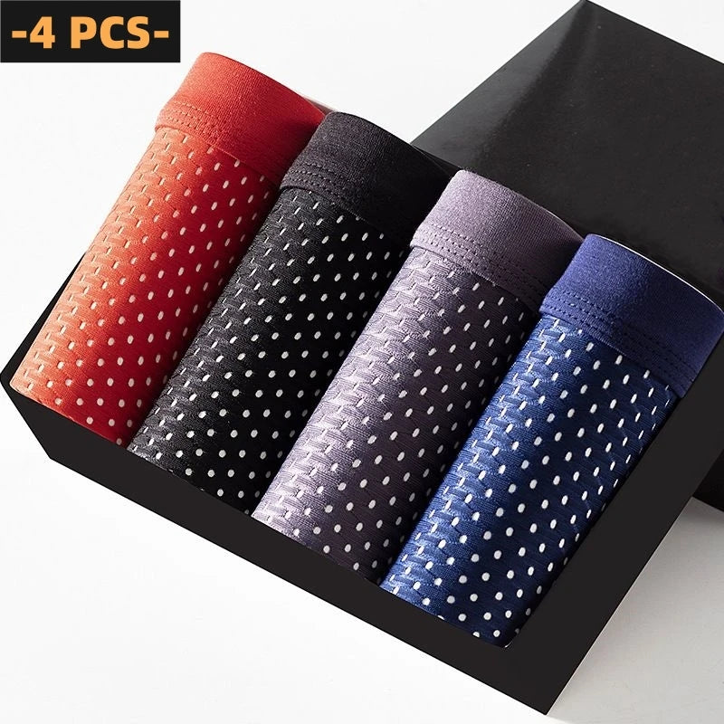 4 PCS/Lot Men's Ice Silk Underpants Breathable Summer Man Shorts Boxers Underwear Bamboo