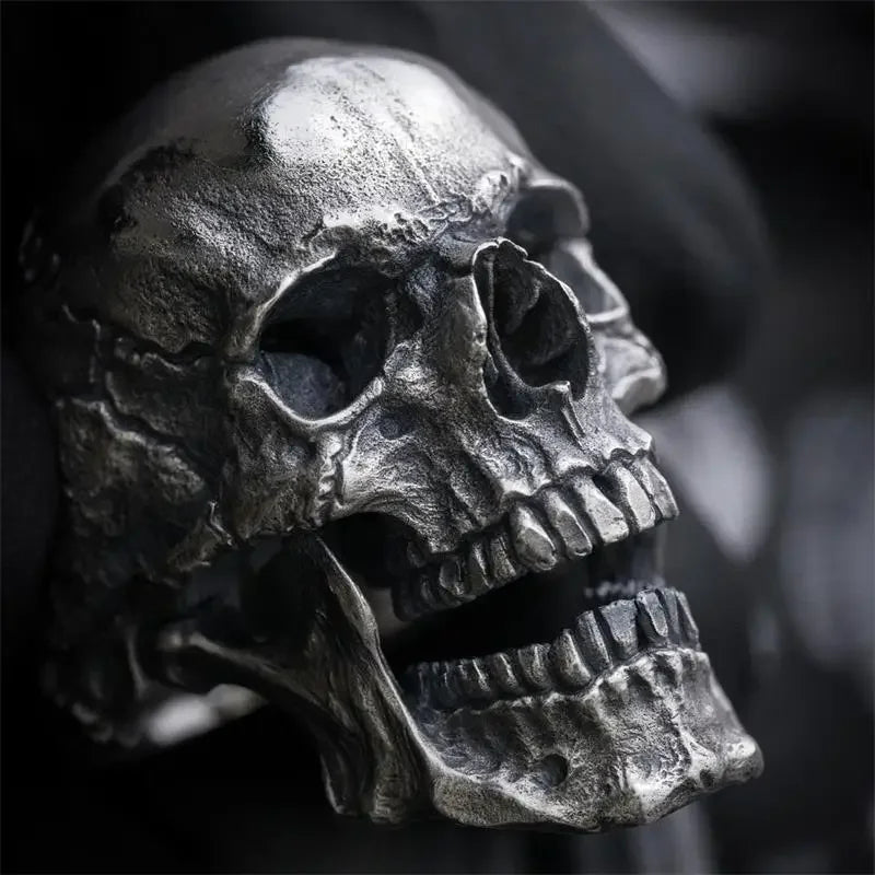 Gothic Exaggeration Demon Skull Rings Cool Men's 316L Stainless Steel Skull Biker Ring Motorcycle Jewelry