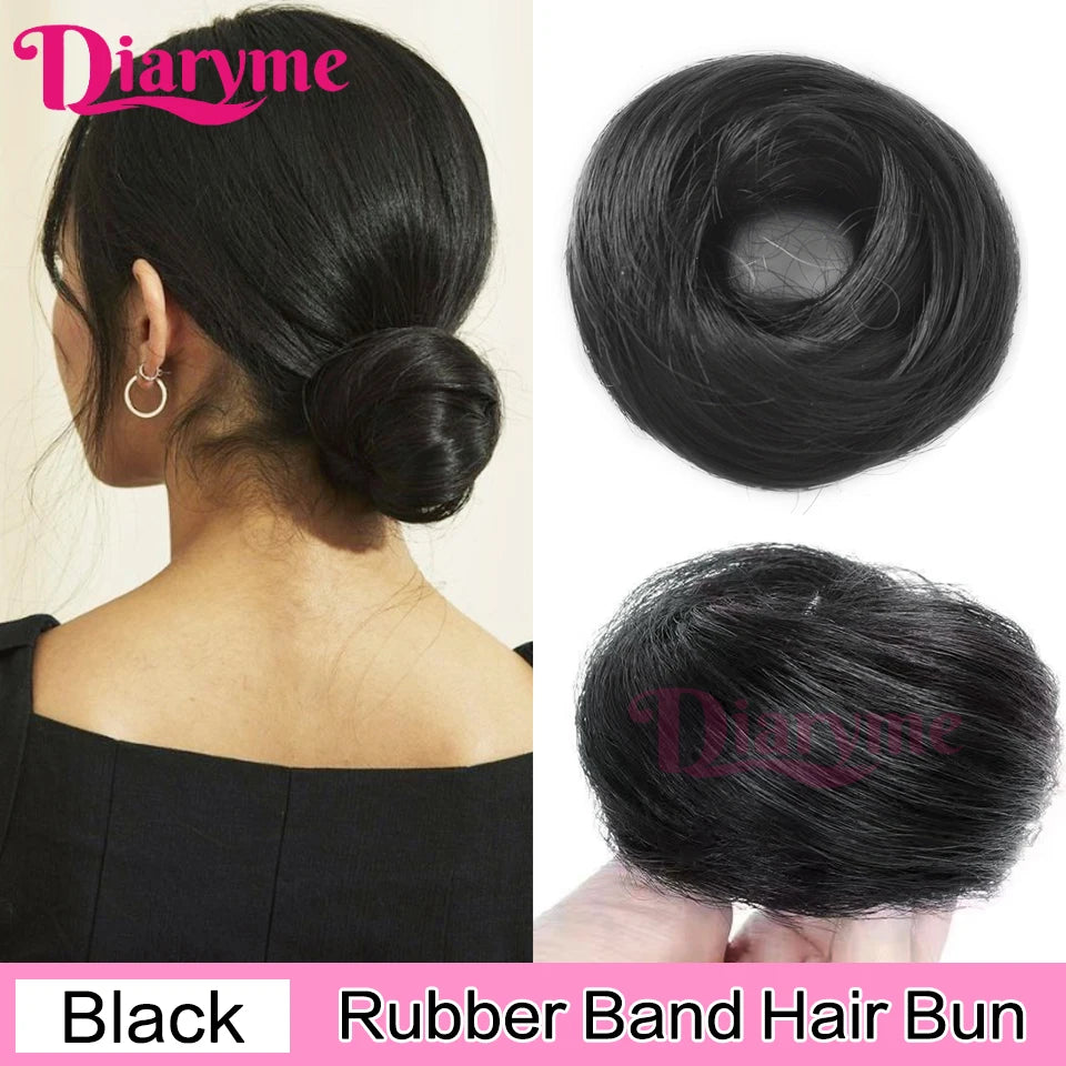 Synthetic Hair Bun Woman Straight Updo hair tie Elastic Rubber Band Chignon Hairpiece Extensions Hair Bands Natural Hairpiece