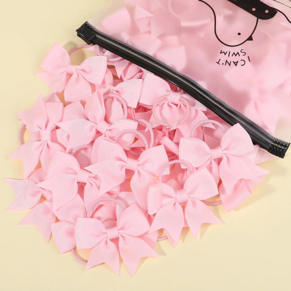 5/10/20Pcs Mini Solid Bows Elastic Hair Bands Small Rubber Band Hair Rope Ponytail Holder Headwear Hair Accessories