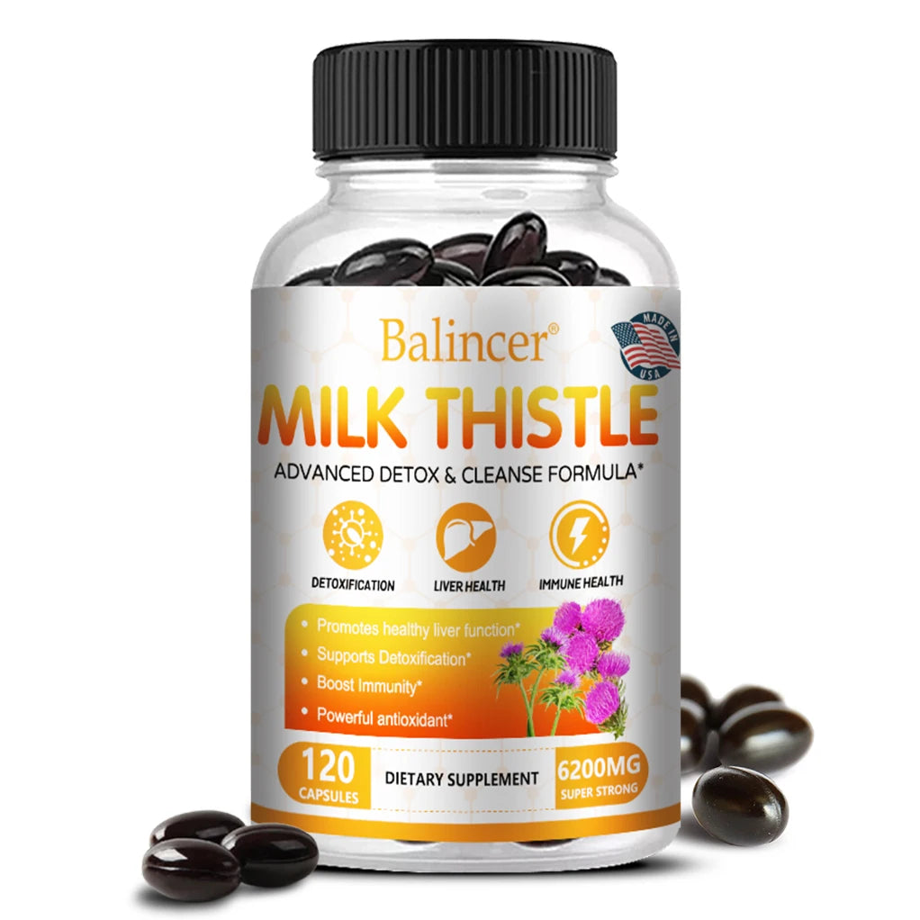 Milk Thistle Extract Supplement 6200mg - Liver Health, Detoxification - Antioxidants, Non-GMO, Gluten-Free