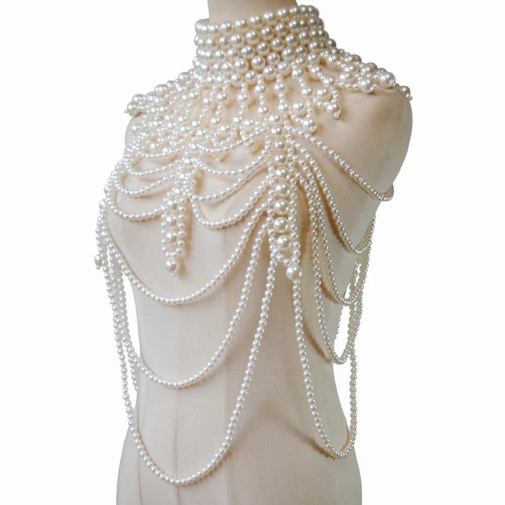 Imitation Pearl Shoulder Bra Chain Lingerie  Chest Body Chain  Jewelry