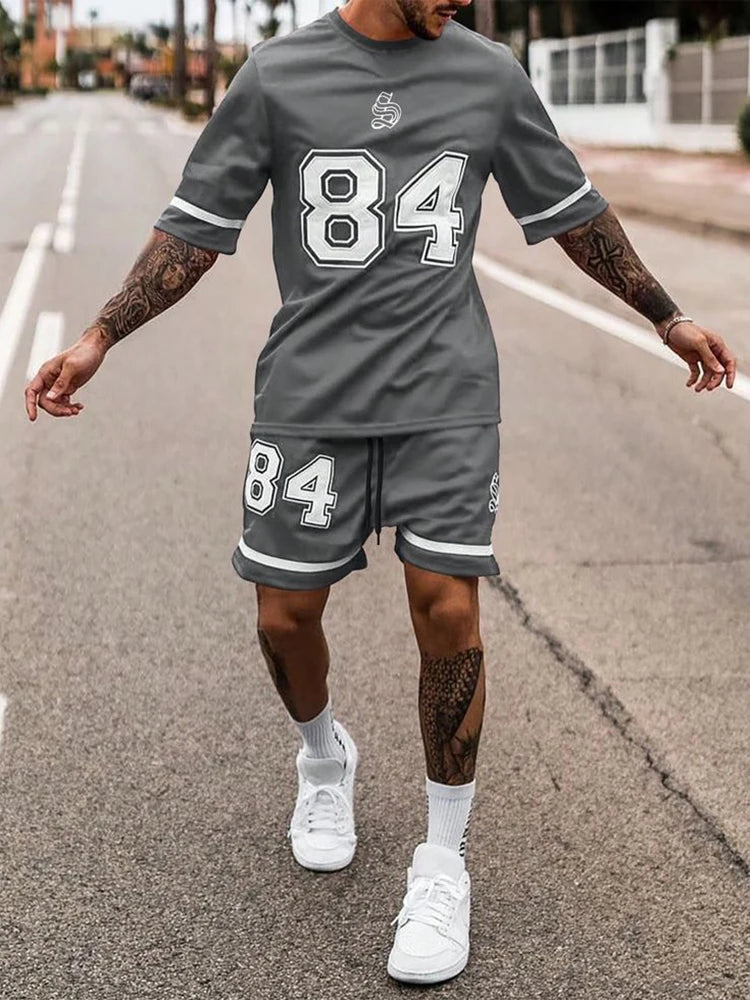 Summer 3D print men's round neck short-sleeved T-shirt shorts suit 2-piece high-quality casual street cool sports suit
