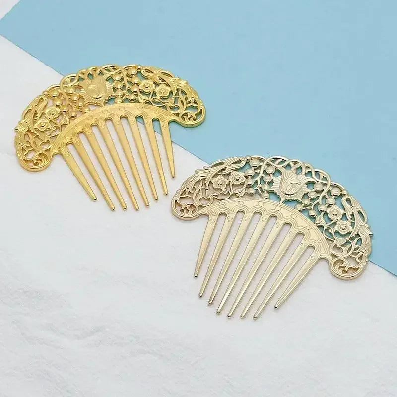 Hairpin Retro Hair Comb Dish Hairpin Hair Ornament Hollow Carved Comb Gold Ornament Metal Comb