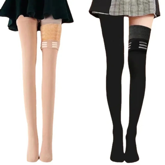 Plush Over Knee Long Socks Velvet Thick Knee Socks with Silicone Pad Anti Slip Thigh High Socks Winter Warm