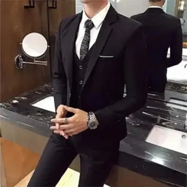 Men's Casual Suit Three-Piece Set Slimming Western-Style Clothes Professional Business Attire For Youth Student
