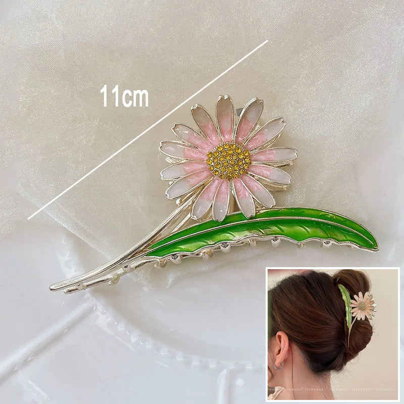 Flower Hair Claw Clip Ponytail Grab Hair Clips Shark Clip Woman Hairpins For Girl Hair Accessories Headdress