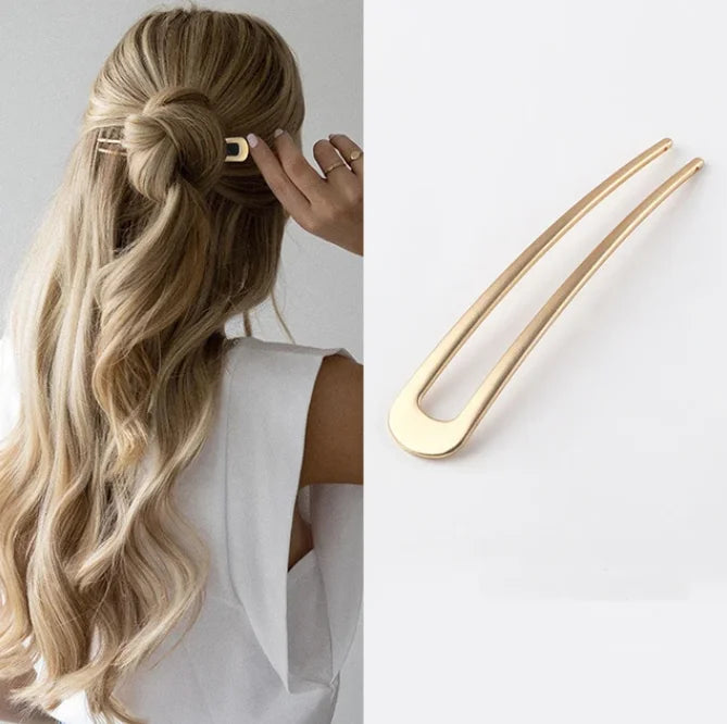 Pearl Hairpins U-shaped Metal Shell Hair Clip Pins Women Girls Hair Sticks Bun Maker Hair Styling Accessories Gifts