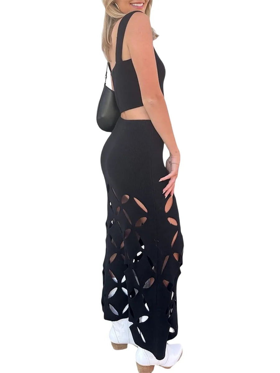 Sleeveless Crop Top and High Waist Ruched Skirt Set for Summer Beachwear and Casual Street Style