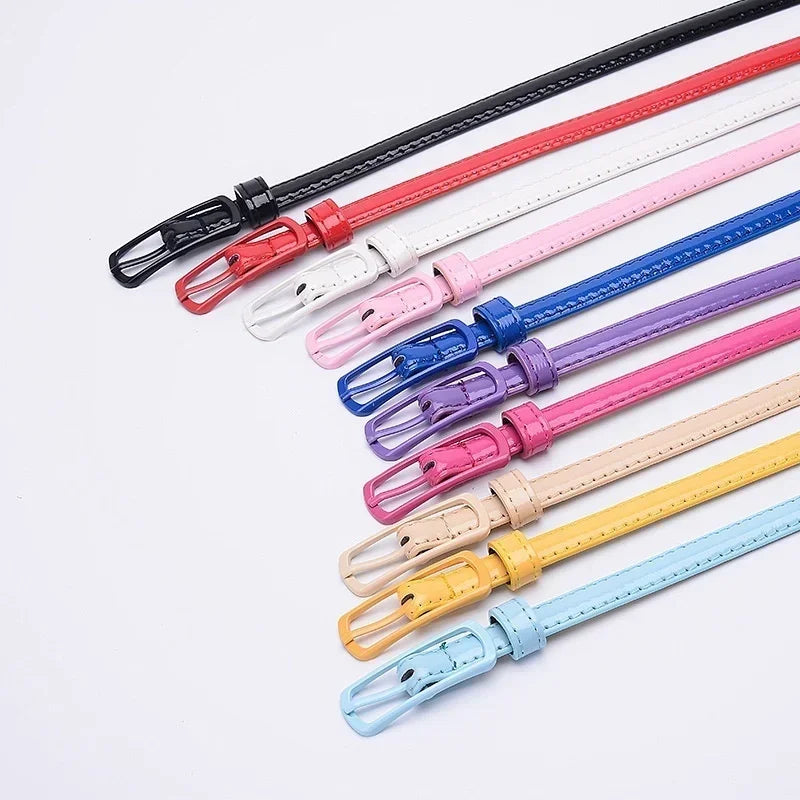 Ladies Fine Belt Word Buckle PU Belt Ladies Fashion Belt Thin Waist Skirt