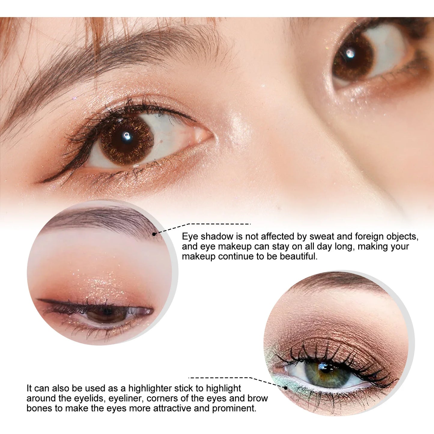 5pcs/set Shimmer Eyeshadow Stick Eyeshadow Highlight Waterproof  Pearlescent Glitter Eye Shadow Pencil