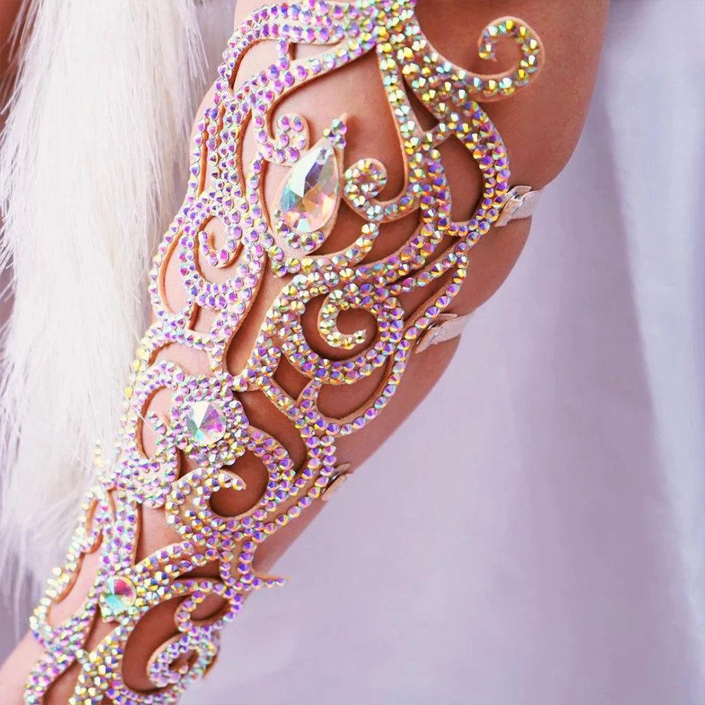 AB Color Leg Chain Body Rhinestone Bohemian Jewelry Adjustable