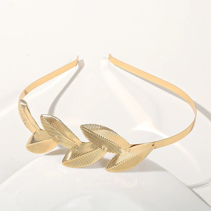 Gold Color Leaf Headband Headpiece Crown Tiara Headdress Goddess Greek Head Jewelry