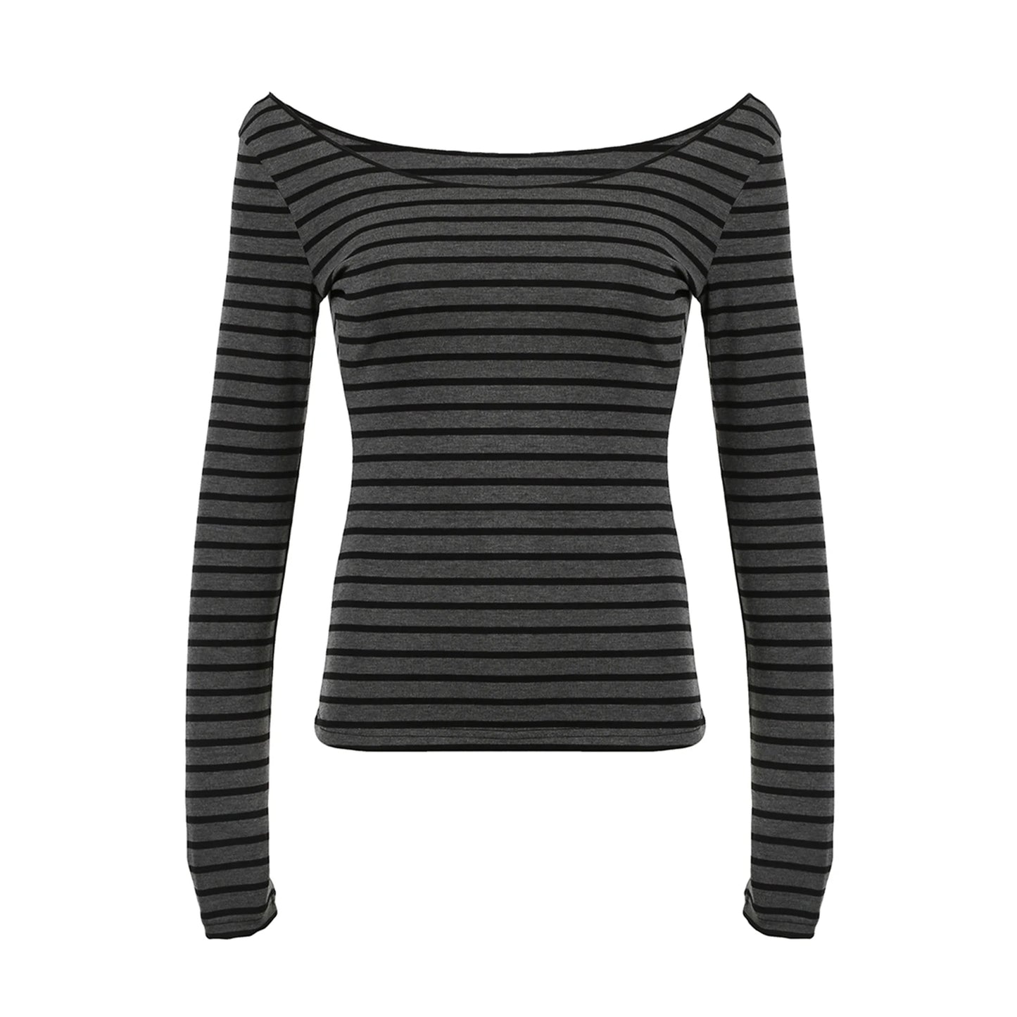 Women s Striped Off Shoulder Blouse with Long Sleeves - Stylish and Comfortable Casual Top