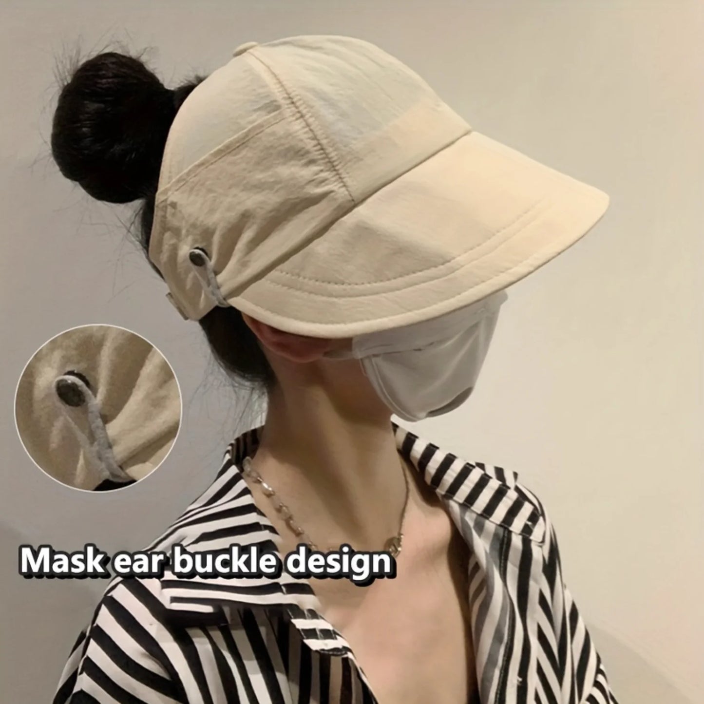 Foldable Wide Brim Ponytail Sun Hat Adjustable  Summer Quick-dry Visor Fisherman  Beach Hat