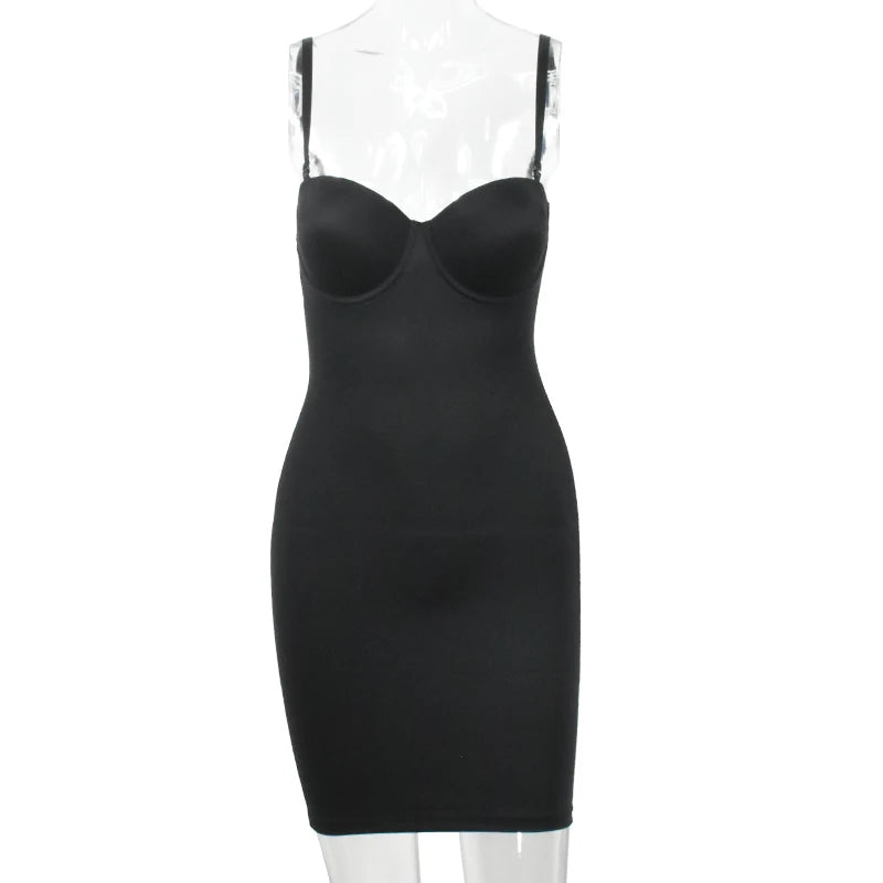 Slimming Full Length Shapewear Slips Straight Tube Dress Body Shaper Women Under Dresses Underwire Cup