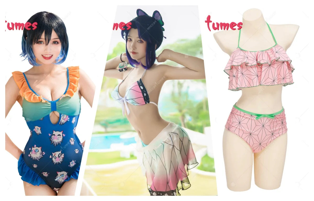 Two Piece Halter Neck Bikini Swimsuit  High Waist Swimwear Flounce Layered Bathing Suit