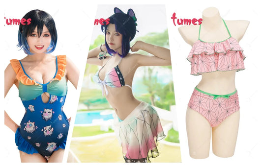 Two Piece Halter Neck Bikini Swimsuit  High Waist Swimwear Flounce Layered Bathing Suit