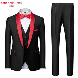 Men's Casual Business Have Smoking Suit High End Brand Boutique Fashion Blazer Vest Pants Groom Wedding Dress Party Suit