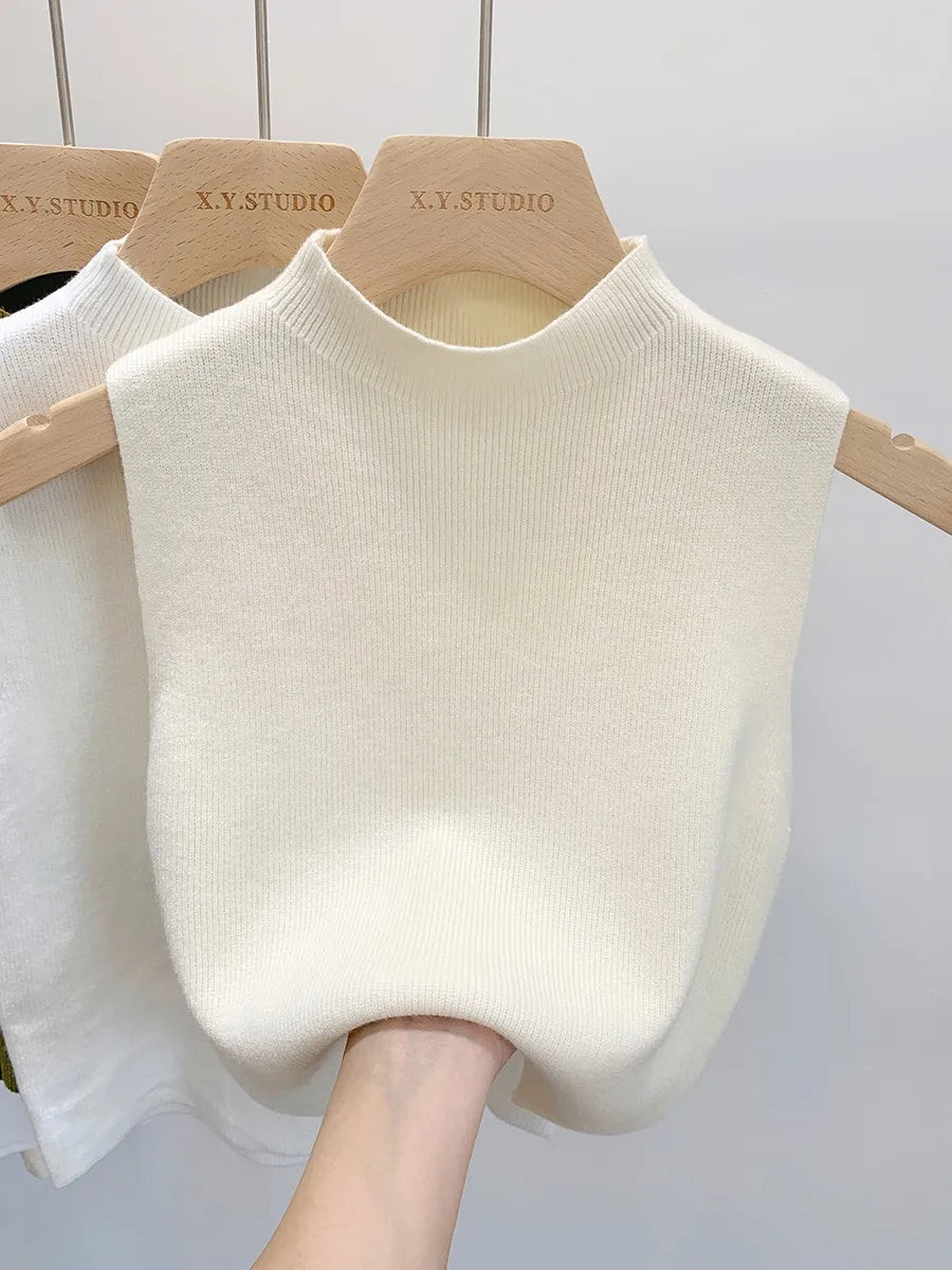 Women Knitted Tank Top Summer Fall Sweater Short Sleeveless Solid Spring Autumn Sweaters Pullovers