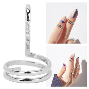 Decorative Nail Ring Fashion Fingertip Jewelry Nail Art Ring Ladies Wearing Nail Accessories Platinum