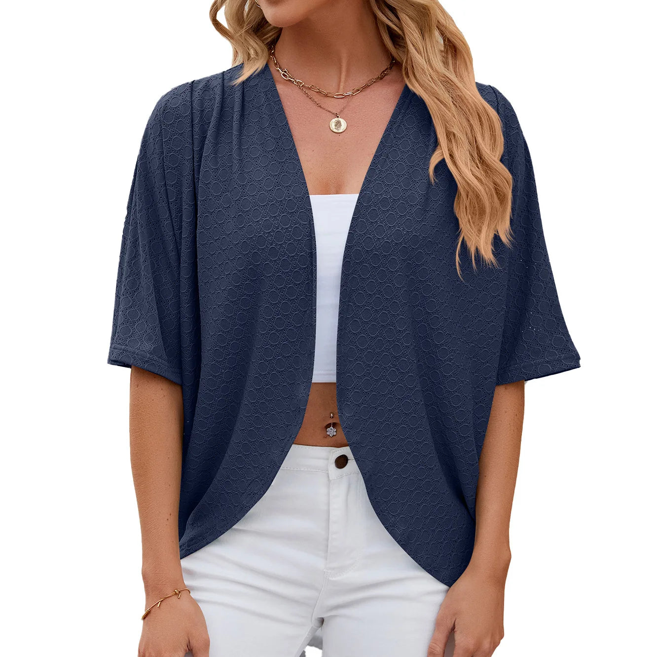 Elegant Women's Mid Sleeve Casual Loose Cardigan Fashion Ladies Outwear Women's Sunscreen Shirts Boho Tops