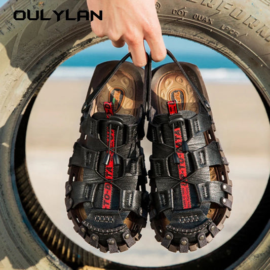 Slippers  Retro Large Sandals Soft Sole Outdoor Beach Shoes Breathable Outwear