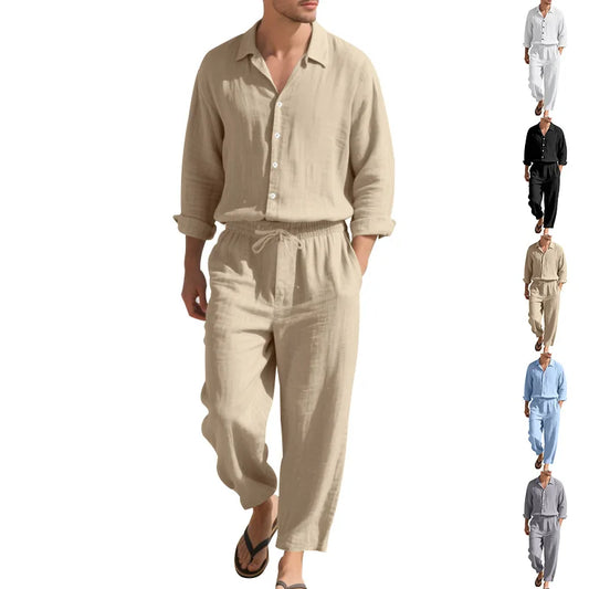 Men's Casual Set Spring Autumn Fashionable Long Sleeved Pants Two-piece Set Cardigan Menswear