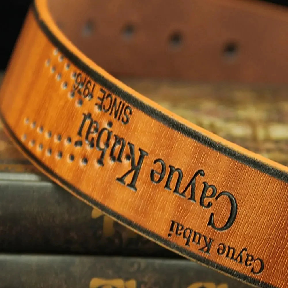 Leather Belt Letter Print Luxury Classic Buckle Business Cowboy Vintage Waistband Alloy Belts