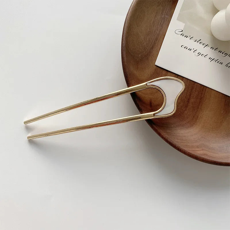 Pearl Hairpins U-shaped Metal Shell Hair Clip Pins Women Girls Hair Sticks Bun Maker Hair Styling Accessories Gifts