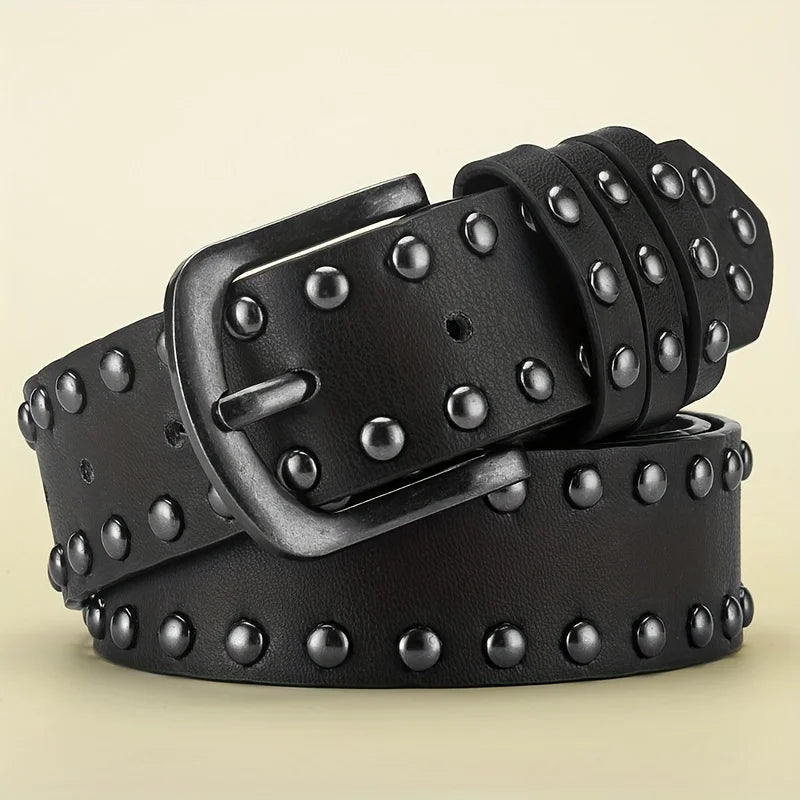 Retro Made Old Alloy Needle Buckle Belt Circular Rivet Women's Belt Rock Style Jeans Belt