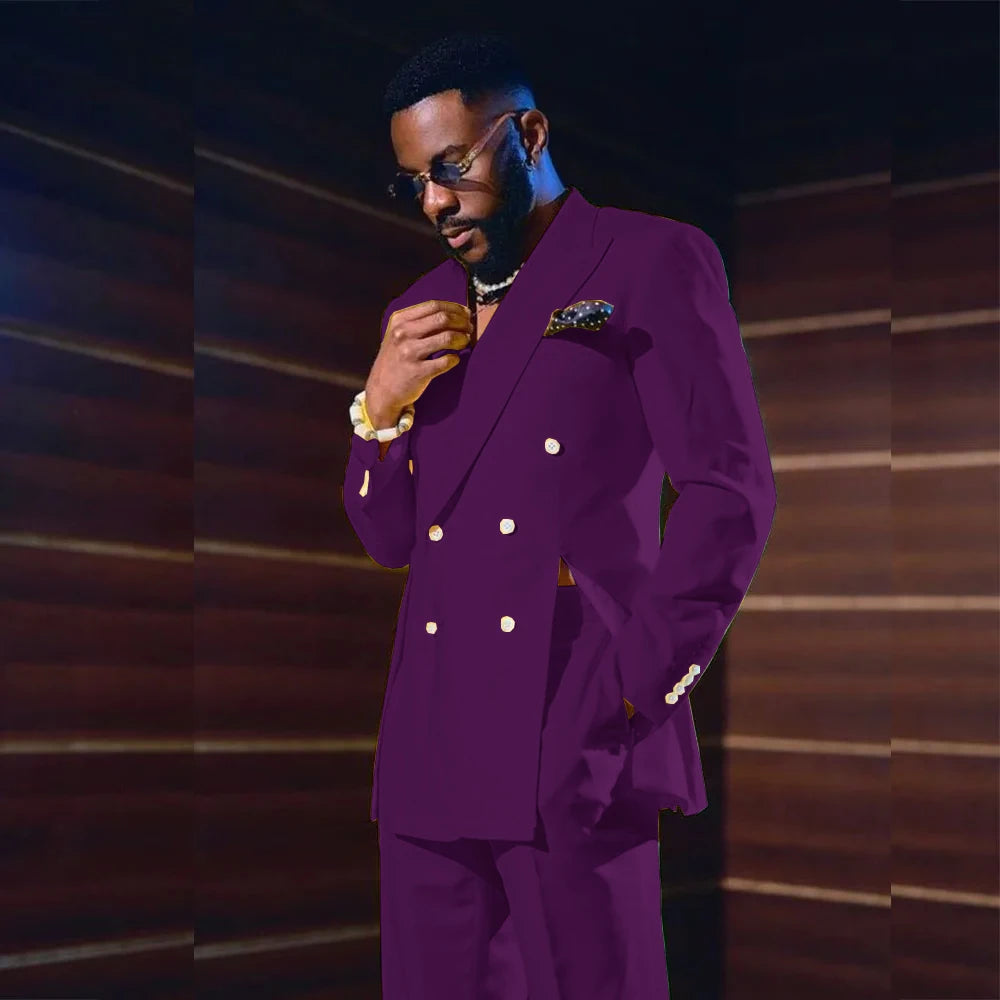 Fashion Men's Suits Special Style Double Breasted Peaked Lapel Luxury Blazer 2 Piece Jacket Pants Chic Blazer Customized