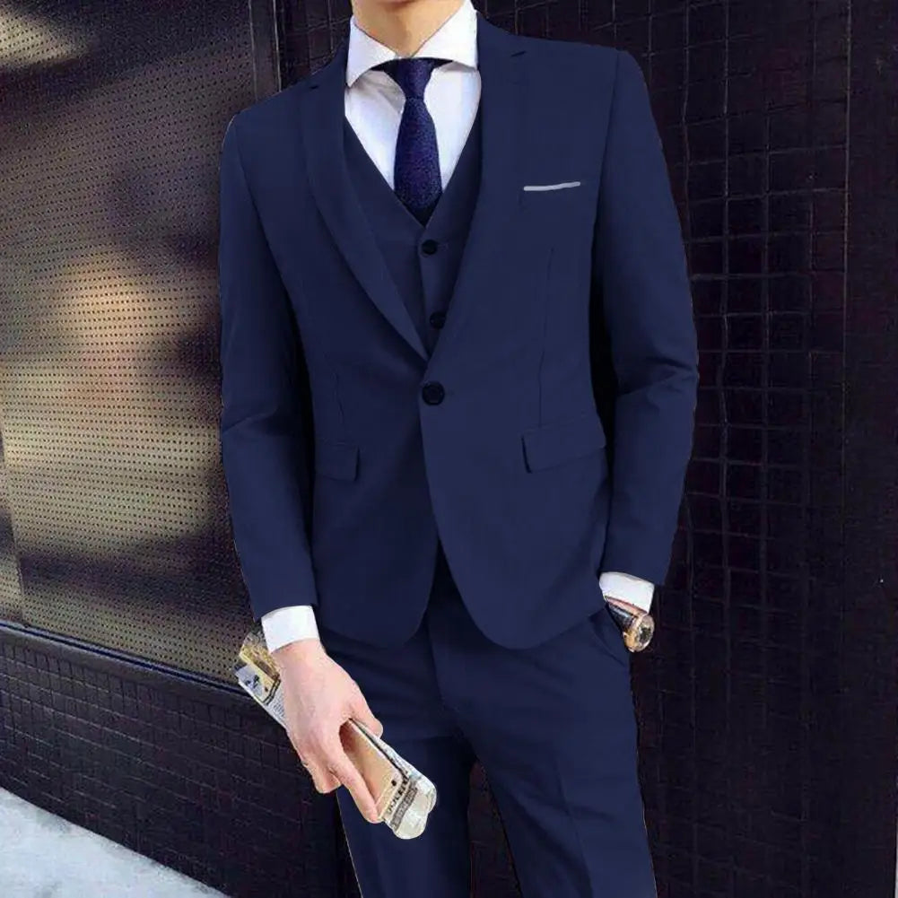 Men Blazer 3Piece Set Wedding Formal Elegant Business Luxury Full Vest Pants Coats Classic Jackets Suit Coat Blazers Trousers
