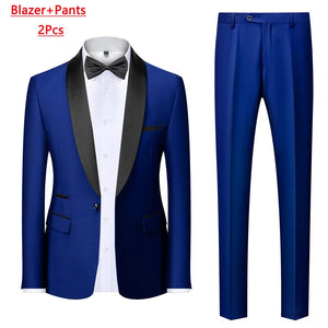 Men's Casual Business Have Smoking Suit High End Brand Boutique Fashion Blazer Vest Pants Groom Wedding Dress Party Suit