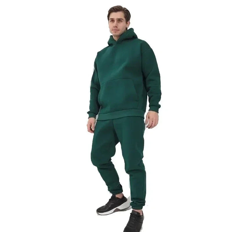 Basic Men/Women 2Pcs/Sets Sweatshirt Hoodies Pants Male Gyms Fitness Tops Joggers Sportswear Tracksuits