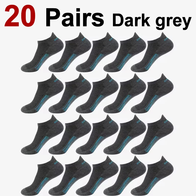 10/20 Pairs Men Short Socks Trendy High-Quality Low Cut Round Neck Ankle Socks Mesh Breathable Sports Casual Men Boat Socks