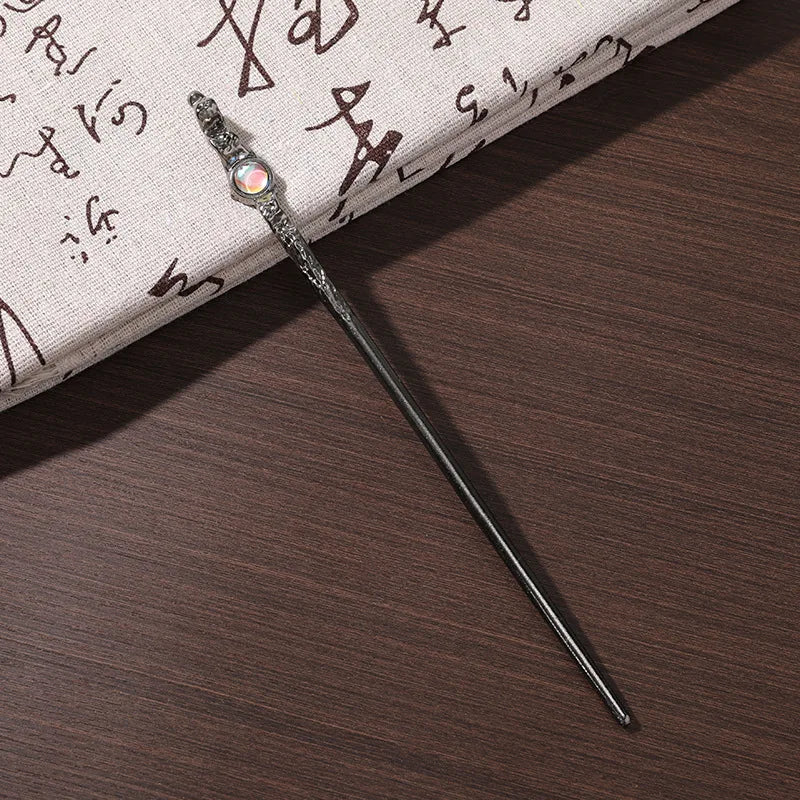 Vintage Moonstone Hair Sticks for Women  Chinese Style Simple Metal Chopstick Hairpins Headwear Jewelry Hair Accessories