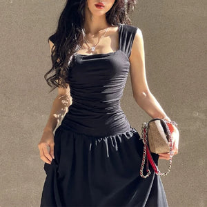 Elegant Slip Long Dresses Sexy Women's Ruched Bodycon Solid Maxi Dress Spring Summer Dropped waist