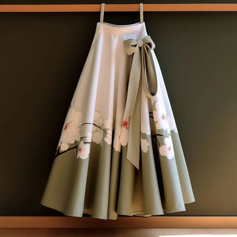 Retro Folded Loose Mid Length Skirt