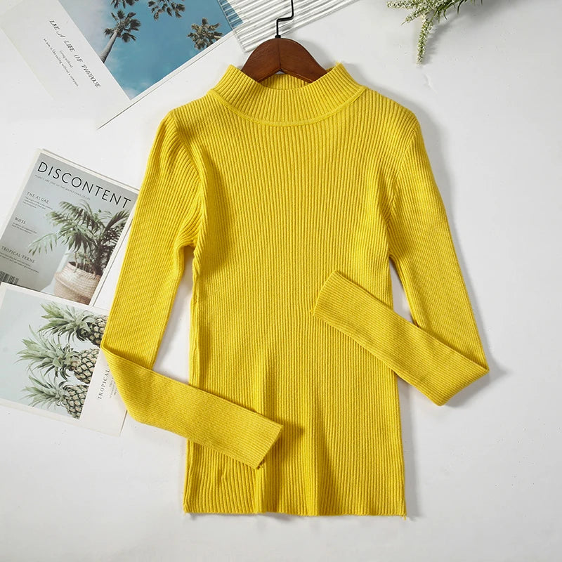 Women's Turtleneck Sweater Knitted Soft Pullovers cashmere Jumpers Basic Solid Soft Sweaters Women Autumn Winter Casual Top