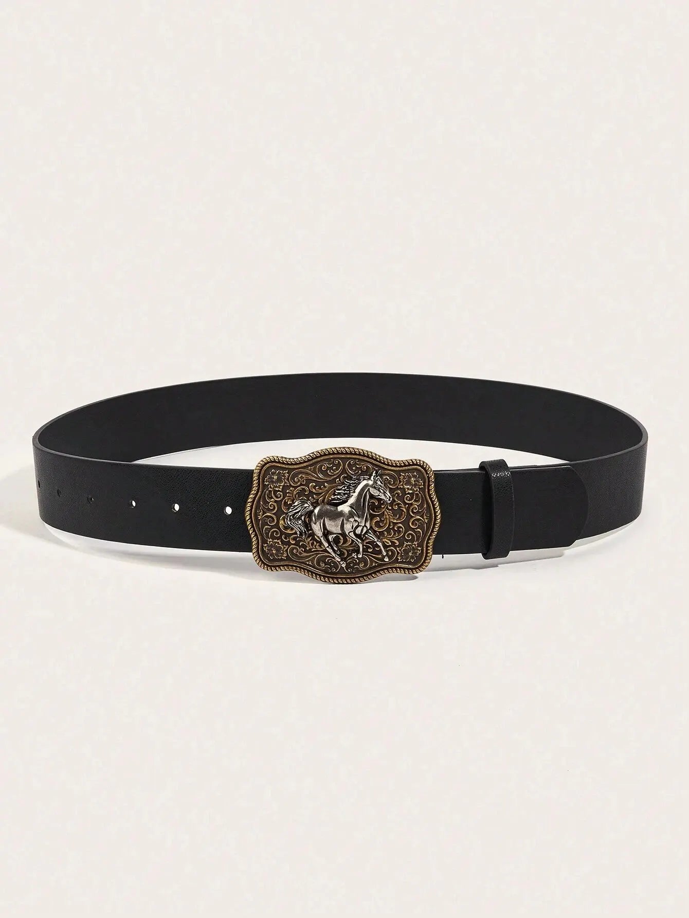 Women's Western Cowgirl Antique Gold Buckle Printed Belt, Suitable For Daily Use