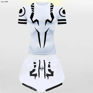 Jujutsu Kaisen Anime Compression T Shirt Suits Men's 2 In 1 Shorts Sport Running Jogging Gym Tracksuit Men Clothing Rashgard MMA
