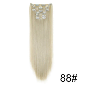 Synthetic 24Inch 16 Clips in Hair Extensions Long Straight Hairstyle Hairpieces Heat Resistant False Hair Daily Use