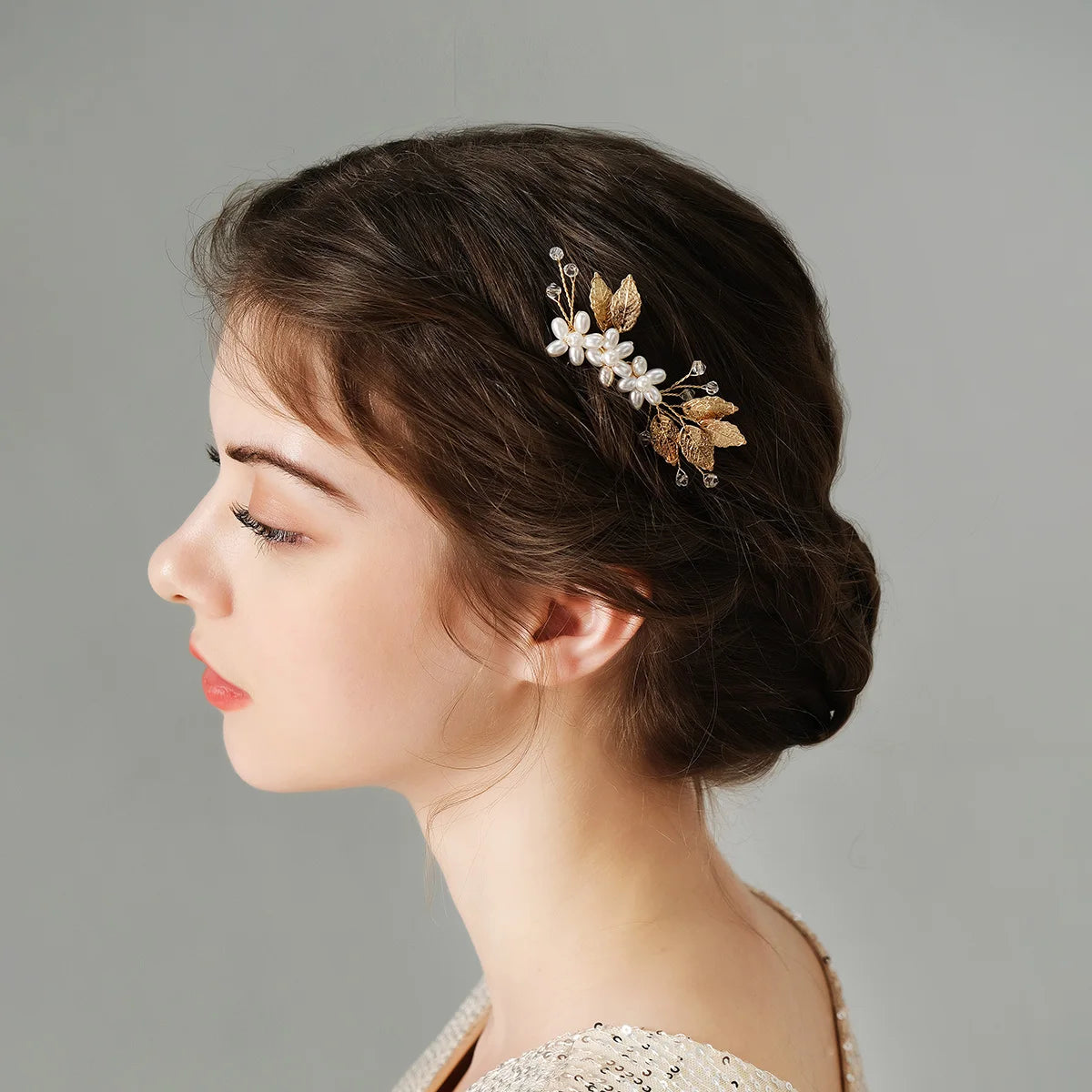 Golden Luxury Pearl Hair Comb Classic Jewelry Crystal Side Bangs Hair Clip For Women Elegant Headpieces